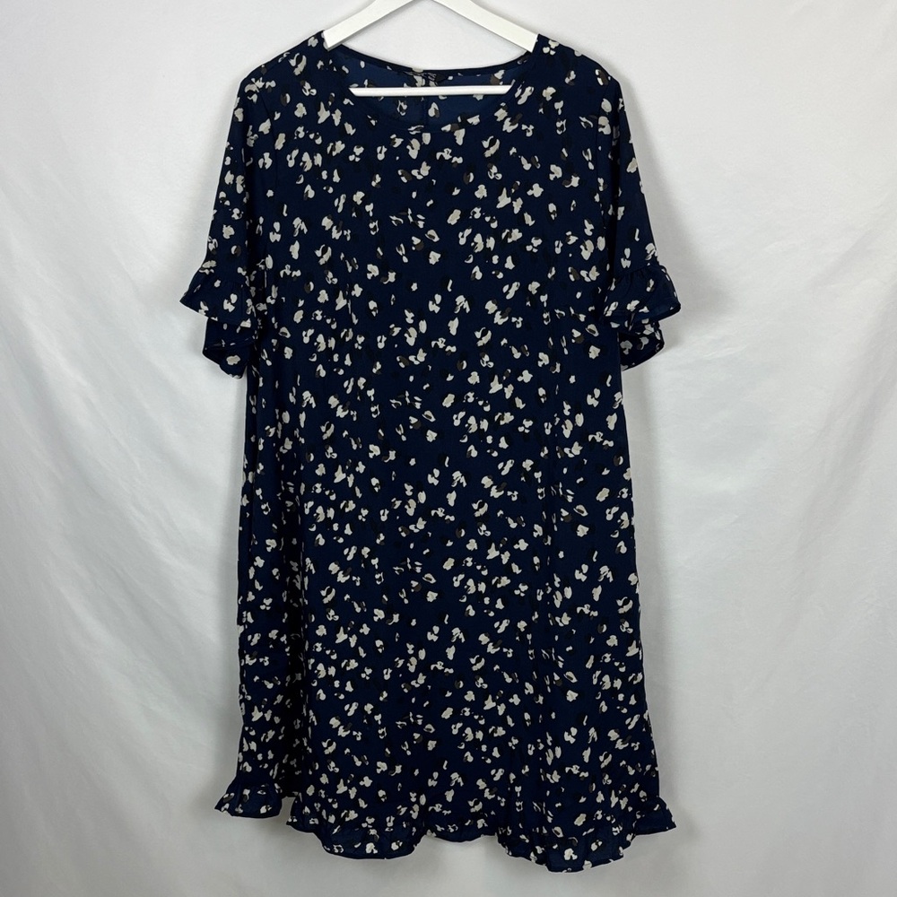 BloomChic Dark Blue and White Patterned Mini Dress